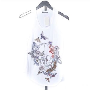 Alexander Mcqueen Moths and Skull Embroidered Tank